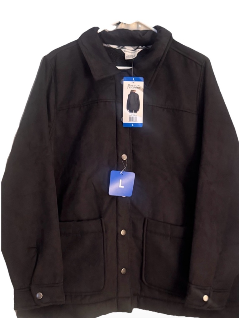 Boston Traders Men's Black Lightweight Button-Front Shirt Jacket